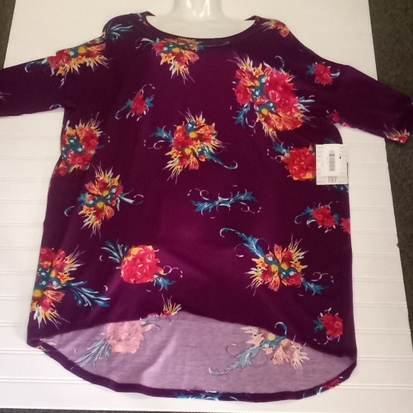 LulaRoe Purple Floral Irma Printed Top-#0215 - Picture 2 of 12